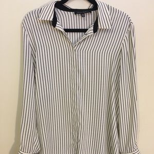 Long sleeve black and white pinstripe blouse